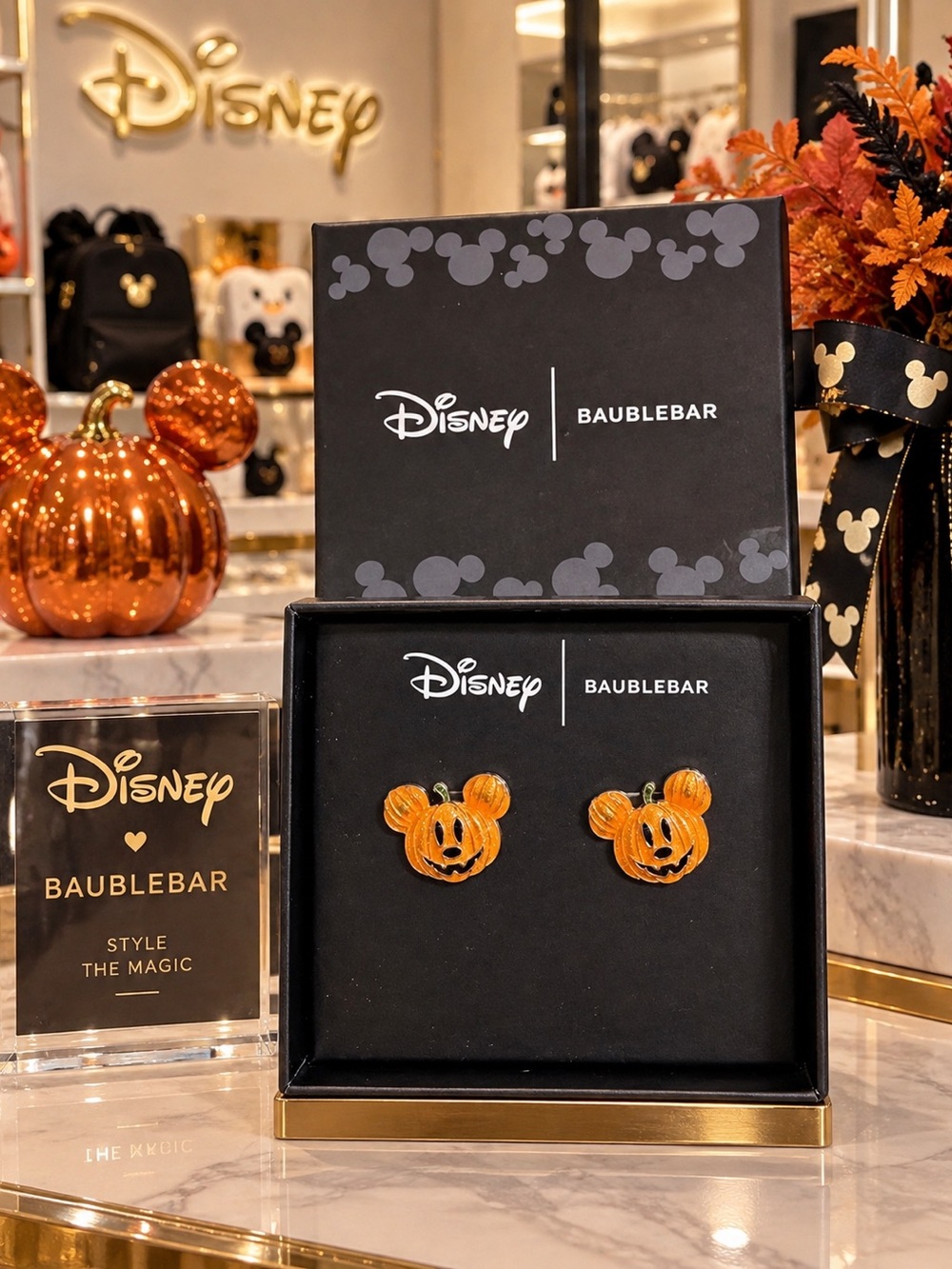 Disney x BaubleBar Orange Mickey Pumpkin Stud Earrings